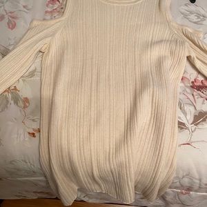 ELIE TAHARI COLD SHOULDER IVORY SWEATER